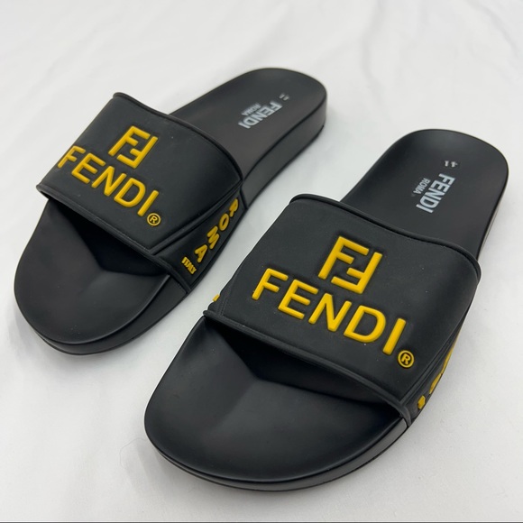 Authentic Fendi Pool Slides Black EVA waterproof rubber sandals size US 8 EU 41 - Picture 2 of 9